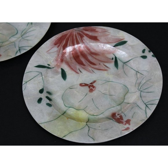 Set of 6 Capiz Serveware Floral Plates From Philippines - Picture 6 of 15